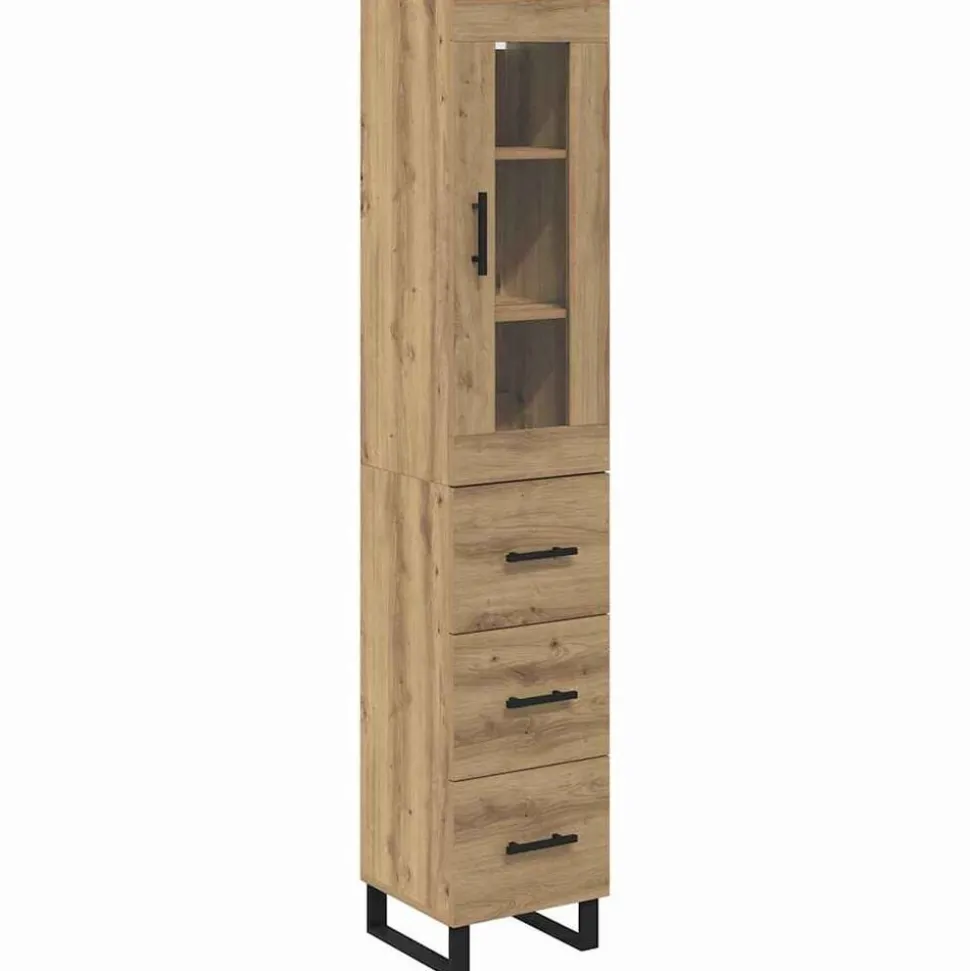 vidaXL Highboard Artisan Eiken 34,5 x 34 x 180 cm Bewerkt hout