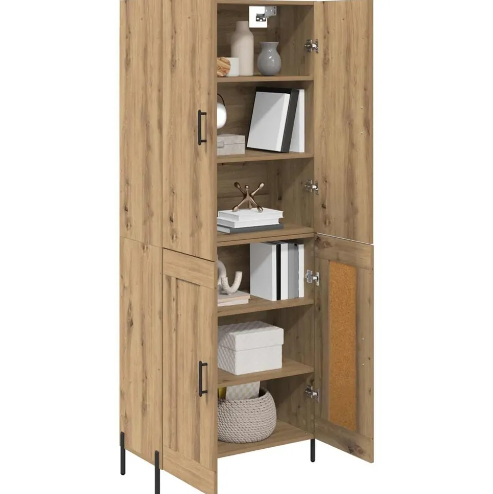 vidaXL Highboard Artisan Eiken 69,5 x 34 x 180 cm Bewerkt hout