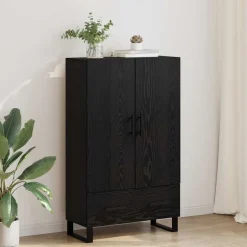 vidaXL Highboard met lade Zwart Eiken 69,5 x 30 x 115 cm Bewerkt hout