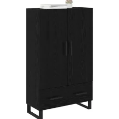 vidaXL Highboard met lade Zwart Eiken 69,5 x 30 x 115 cm Bewerkt hout