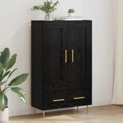vidaXL Highboard met lade Zwart Eiken 69,5 x 31 x 115 cm Bewerkt hout