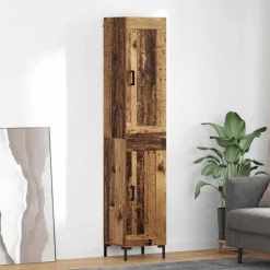 vidaXL Highboard Oud Hout 34,5 x 34 x 180 cm Bewerkt hout