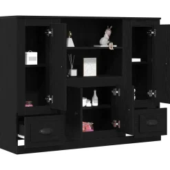 vidaXL Highboard Zwart Eiken 132 x 35,5 x 103,5 cm Bewerkt hout