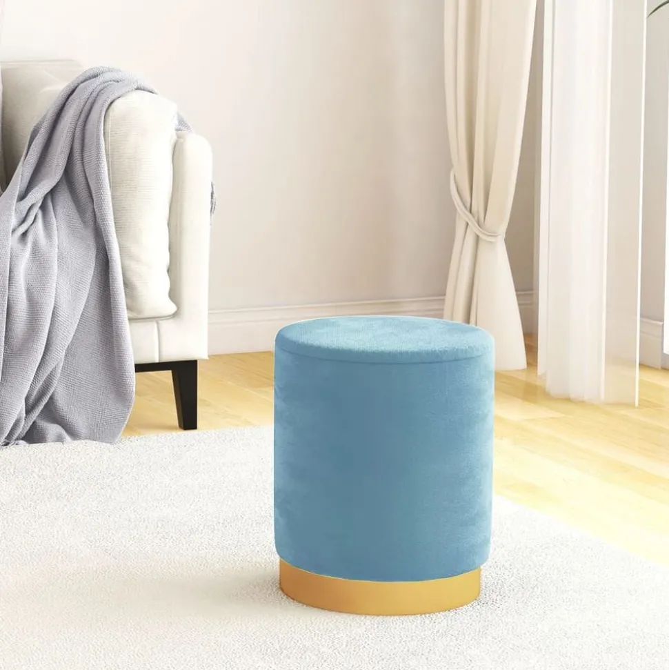 vidaXL Hocker met opbergruimte rond fluweel 31 x 37 cm lichtblauw
