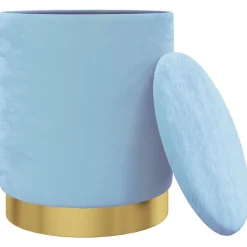 vidaXL Hocker met opbergruimte rond fluweel 31 x 37 cm lichtblauw