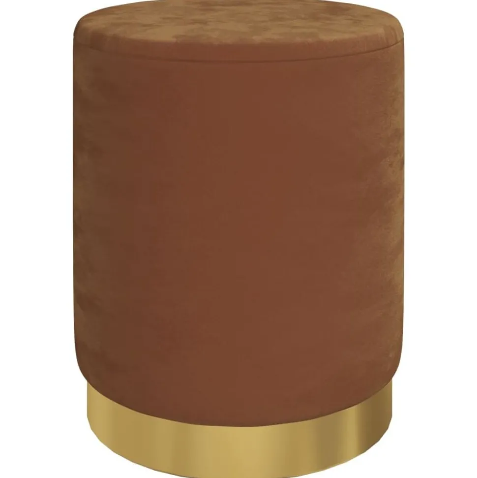 vidaXL Hocker met opbergruimte rond fluweel 31 x 37 cm bruin