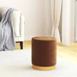 vidaXL Hocker met opbergruimte rond fluweel 31 x 37 cm bruin
