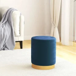 vidaXL Hocker met opbergruimte rond fluweel 31 x 37 cm blauw