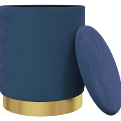 vidaXL Hocker met opbergruimte rond fluweel 31 x 37 cm blauw