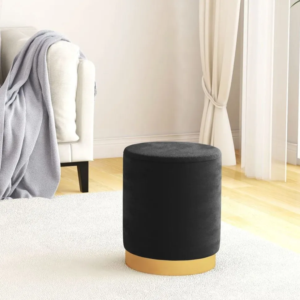 vidaXL Hocker met opbergruimte rond fluweel 31 x 37 cm zwart