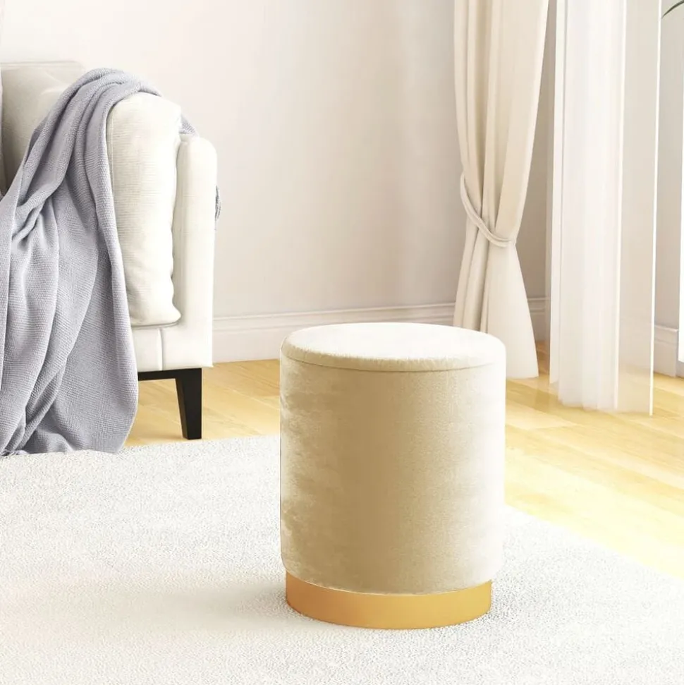 vidaXL Hocker met opbergruimte rond fluweel 31 x 37 cm abrikooskleurig
