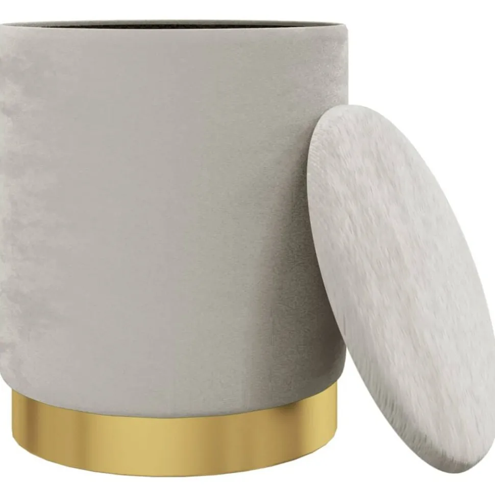vidaXL Hocker met opbergruimte rond fluweel 31 x 37 cm lichtgrijs