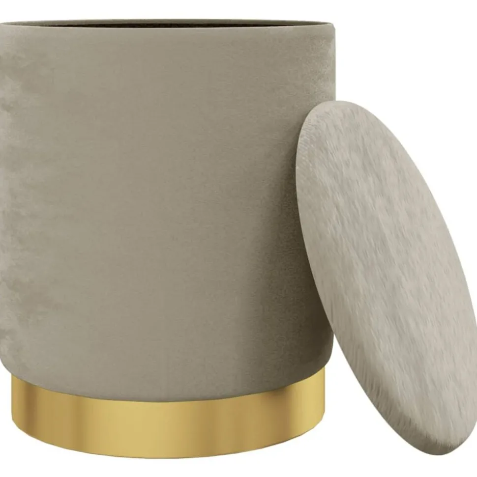 vidaXL Hocker met opbergruimte rond fluweel 31 x 37 cm donkergrijs