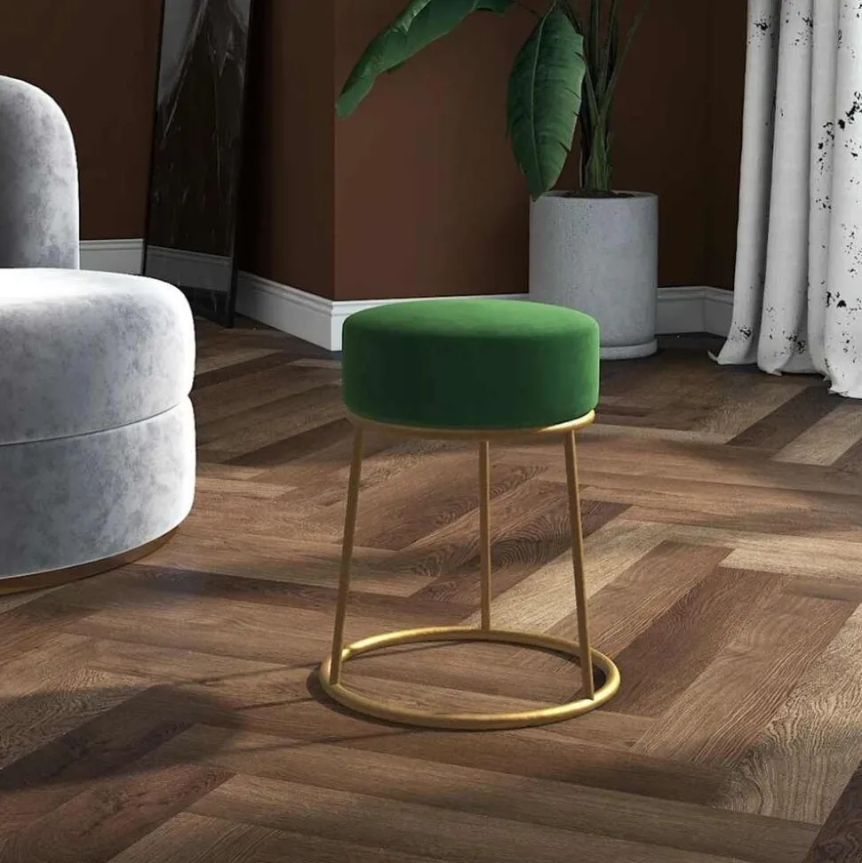 vidaXL Hocker rond fluweel groen