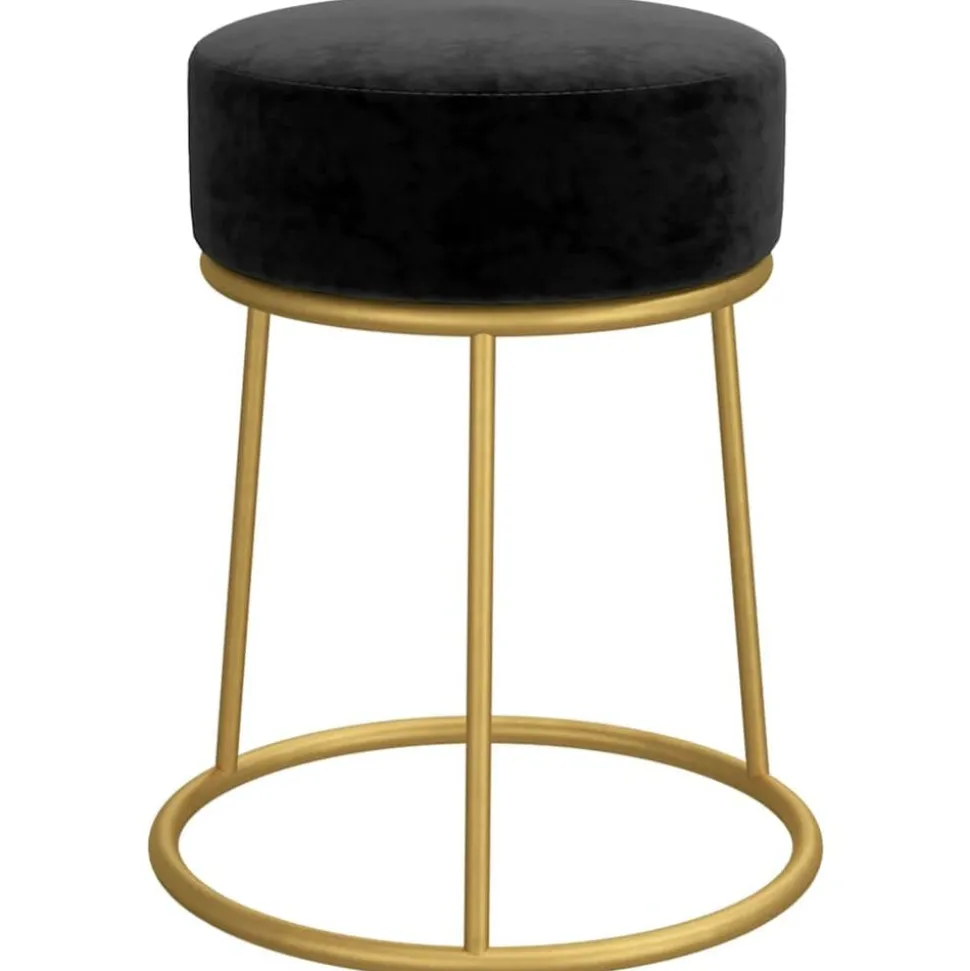 vidaXL Hocker rond fluweel zwart