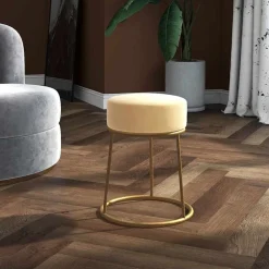 vidaXL Hocker rond fluweel abrikooskleurig