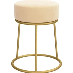 vidaXL Hocker rond fluweel abrikooskleurig