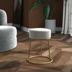 vidaXL Hocker rond fluweel lichtgrijs