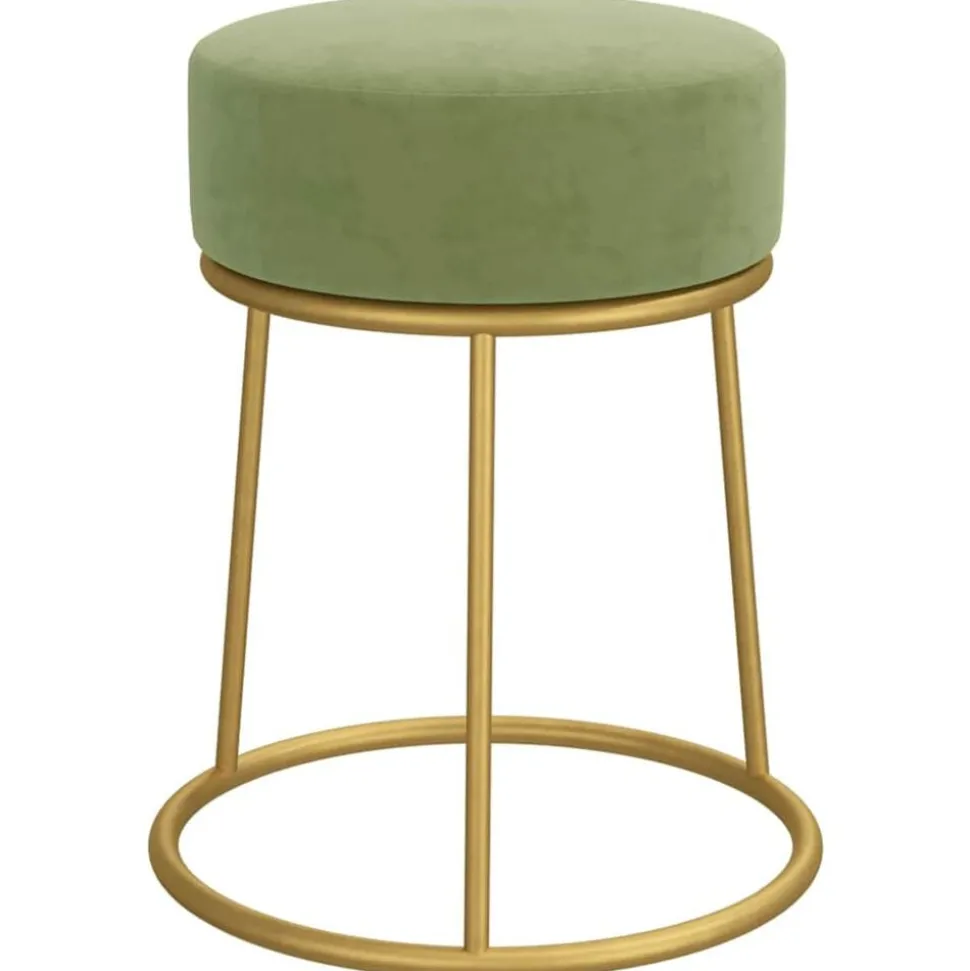 vidaXL Hocker rond fluweel mosterdgroen