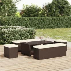 vidaXL Hockers met kussens 2 st 40x30x40 cm poly rattan bruin
