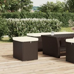 vidaXL Hockers met kussens 2 st 40x30x40 cm poly rattan bruin