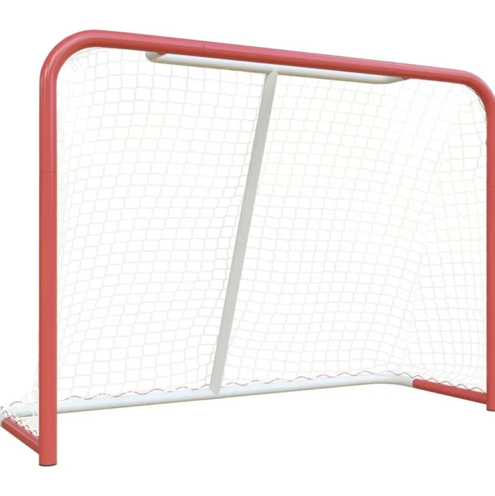 vidaXL Hockeydoel met net 153x60x118 cm staal en polyester rood en wit
