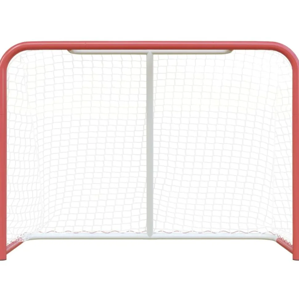 vidaXL Hockeydoel met net 153x60x118 cm staal en polyester rood en wit