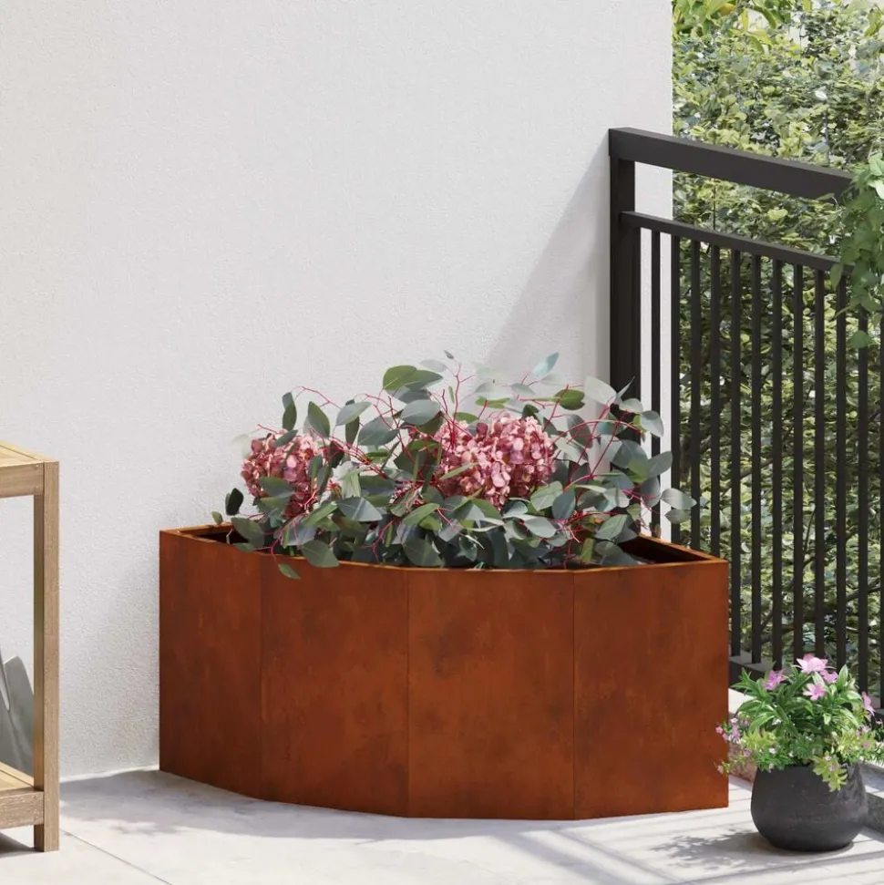 vidaXL Hoek Plantbak Roestig 60 x 60 x 35 cm Cortenstaal
