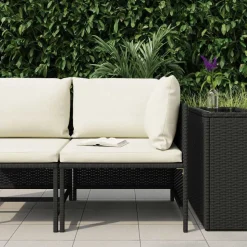 vidaXL Hoekbank sectioneel met kussens poly rattan zwart
