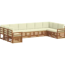 vidaXL Hoekbank Set 10 pcs Natuurlijk en Crème Massief Acaciahout