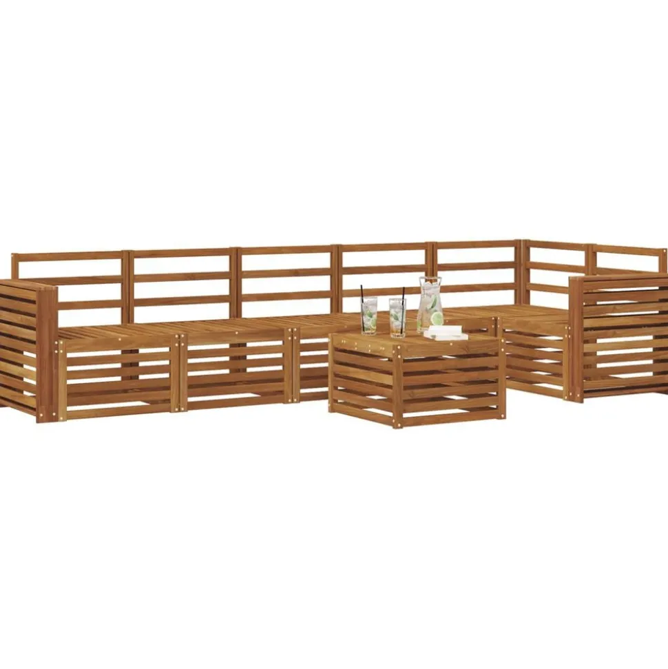 vidaXL Hoekbank Set 7 pcs Naturel Massief Acaciahout