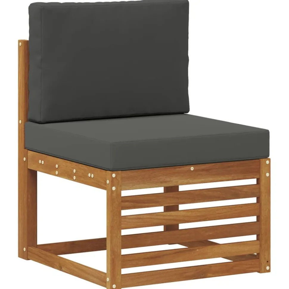 vidaXL Hoekbank Set 5 pcs Natuurlijk en Antraciet Massief Acaciahout
