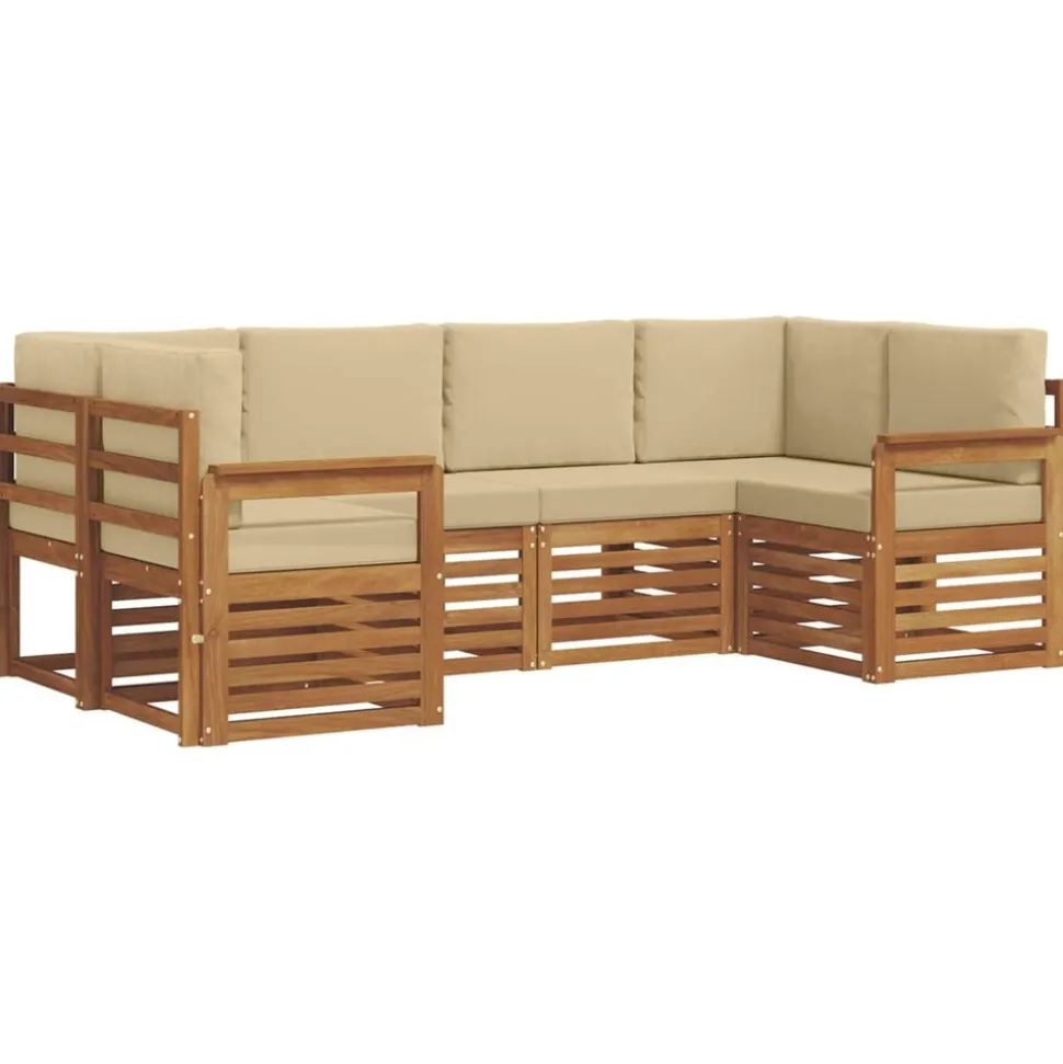 vidaXL Hoekbank Set met kussen 6 pcs Naturel Massief Acaciahout