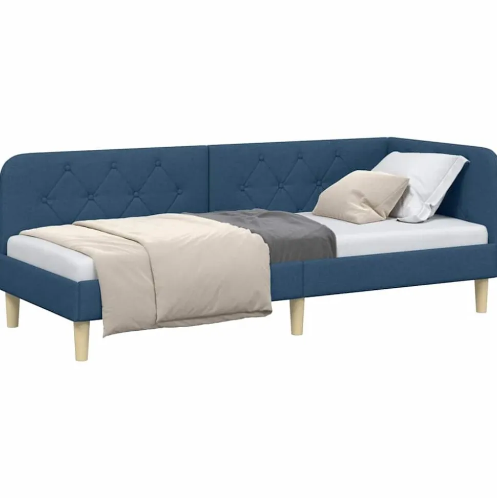 vidaXL Hoekbedframe Blauw 80 x 200 cm Stof