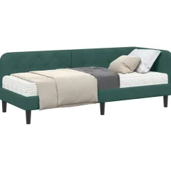 vidaXL Hoekbedframe Donkergroen 80 x 200 cm Fluweel