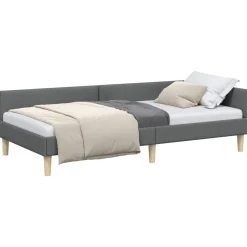 vidaXL Hoekbedframe Donkergrijs 80 x 200 cm Stof