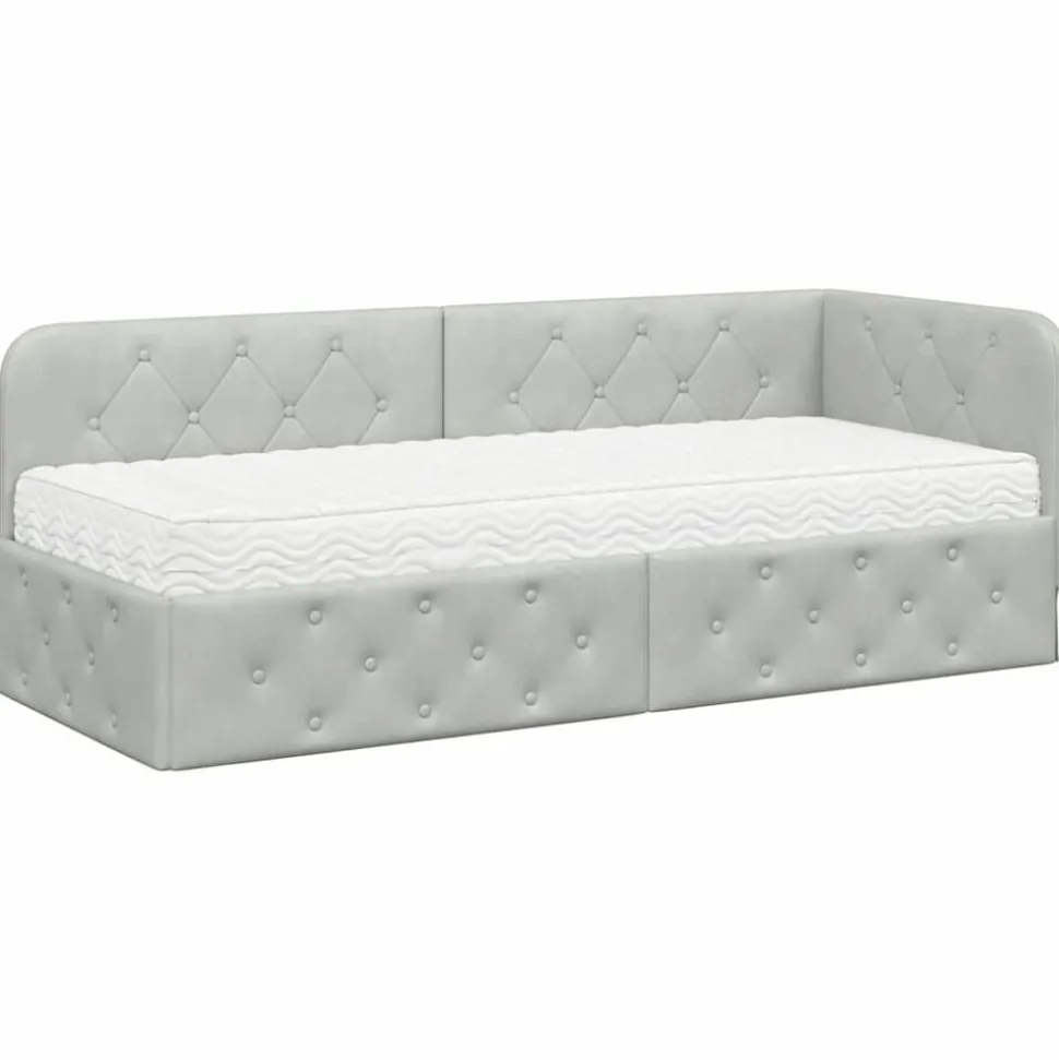 vidaXL Hoekbedframe Lichtgrijs 80 x 200 cm Fluweel