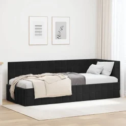 vidaXL Hoekbedframe met hoofdeinde Zwart 80 cm x 200 cm Fluweel