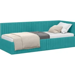 vidaXL Hoekbedframe met hoofdeinde Turquoise 80 cm x 200 cm Fluweel