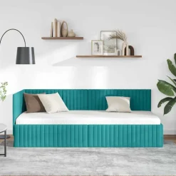 vidaXL Hoekbedframe met hoofdeinde Turquoise 80 cm x 200 cm Fluweel
