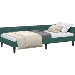 vidaXL Hoekbedframe met hoofdeinde Donkergroen 80 cm x 200 cm Fluweel