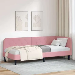vidaXL Hoekbedframe Roze 80 x 200 cm Fluweel