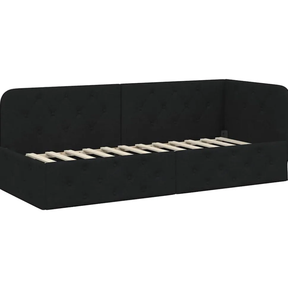 vidaXL Hoekbedframe Zwart 80 x 200 cm Stof
