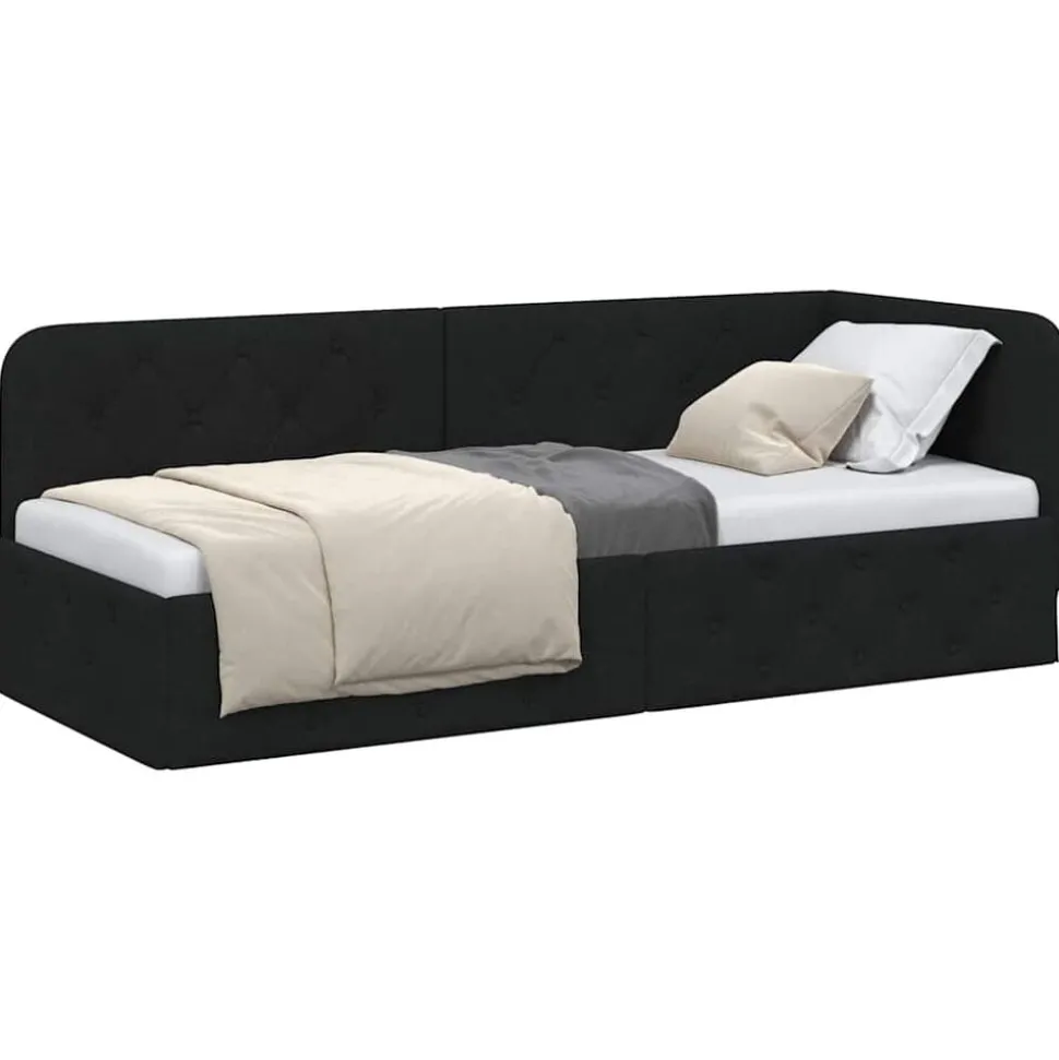 vidaXL Hoekbedframe Zwart 80 x 200 cm Stof
