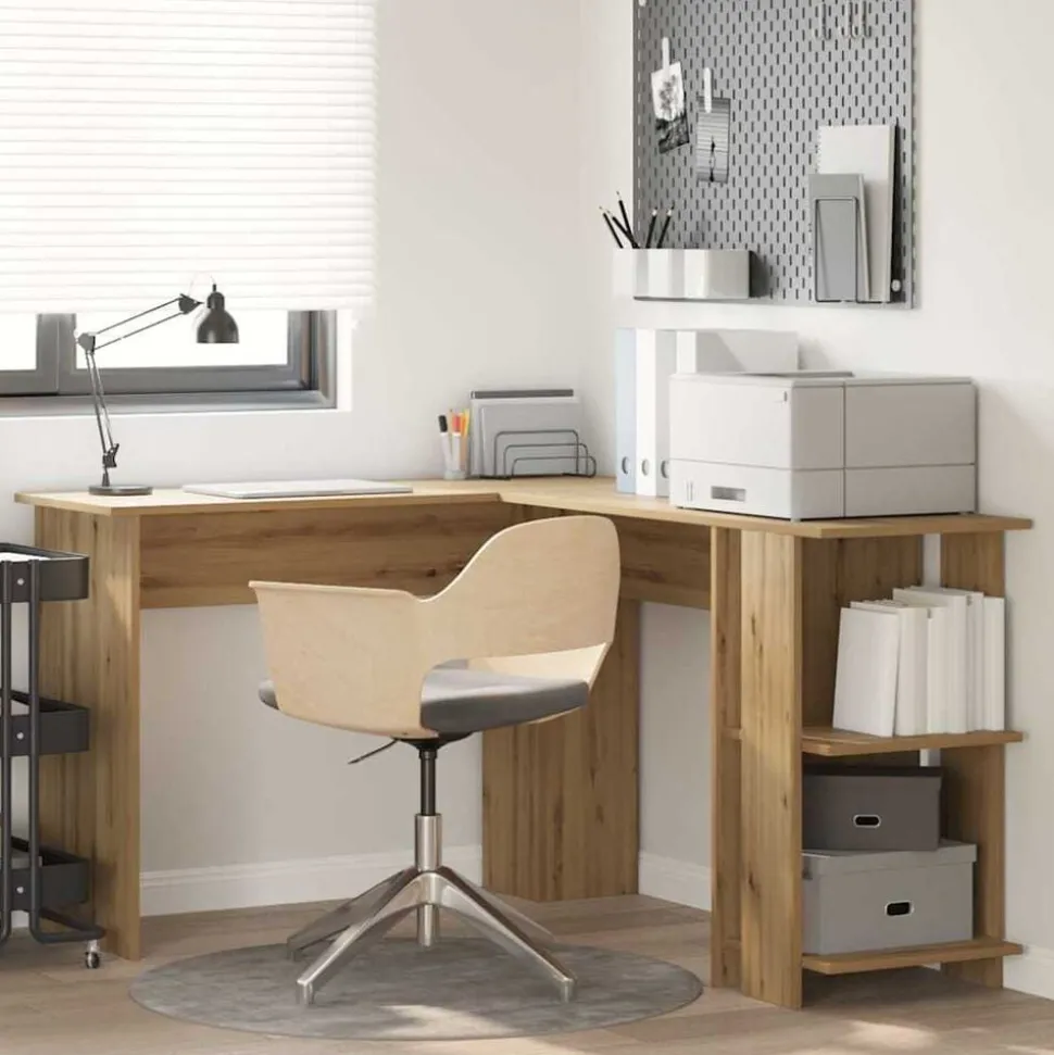 vidaXL Hoekbureau Artisan Eiken 140 x 113,5 x 75 cm Bewerkt hout
