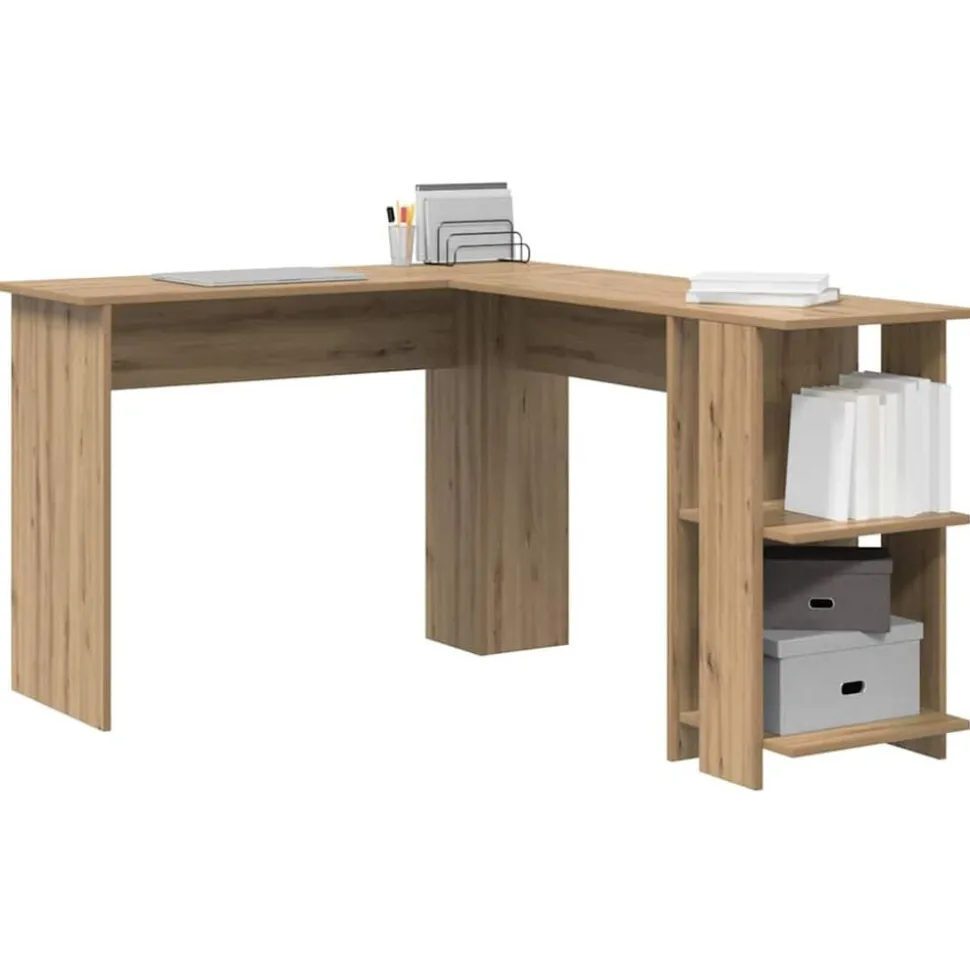 vidaXL Hoekbureau Artisan Eiken 140 x 113,5 x 75 cm Bewerkt hout