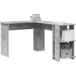 vidaXL Hoekbureau Beton Grijs 140 x 113,5 x 75 cm Bewerkt hout