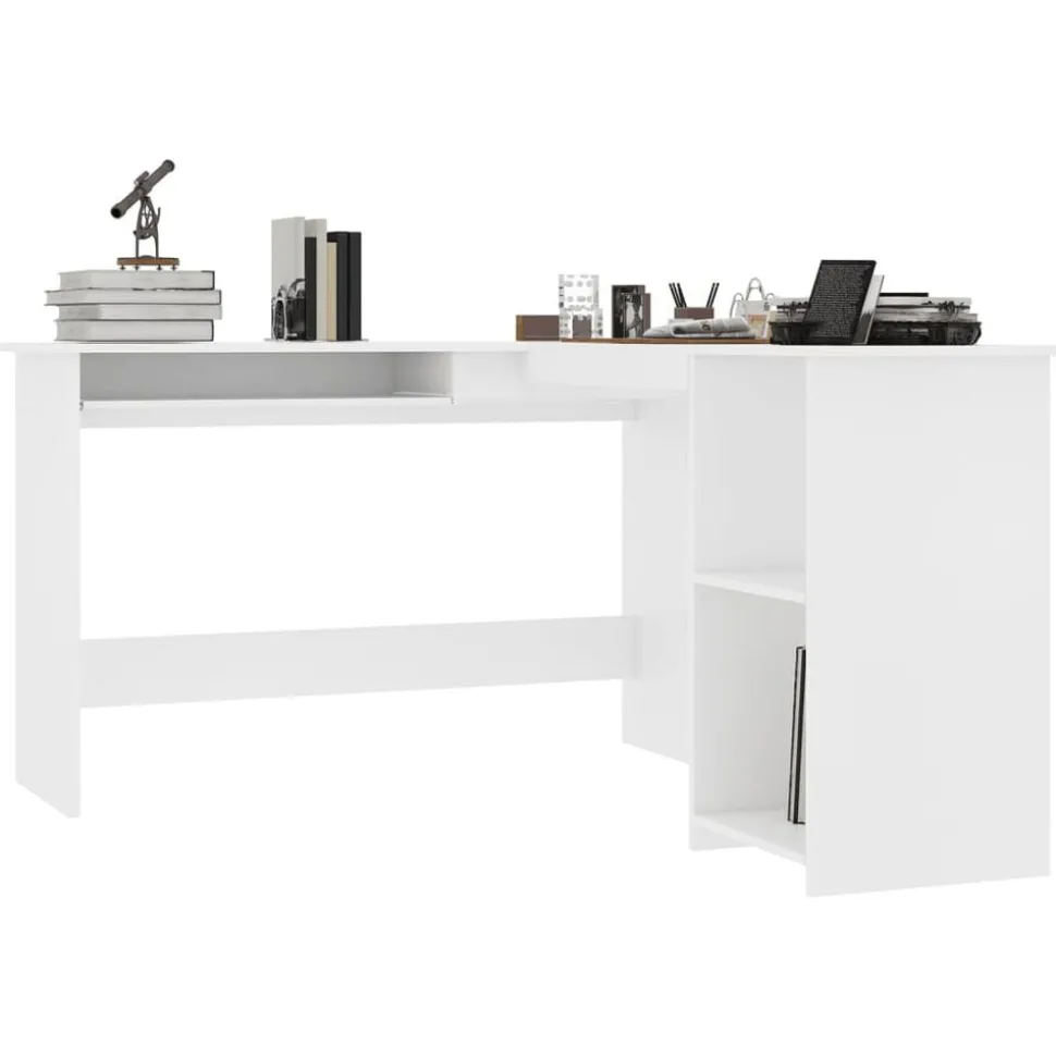vidaXL Hoekbureau L-vormig 120x140x75 cm bewerkt hout wit