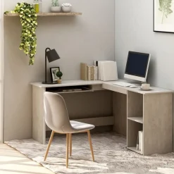 vidaXL Hoekbureau L-vormig 120x140x75 cm bewerkt hout betongrijs