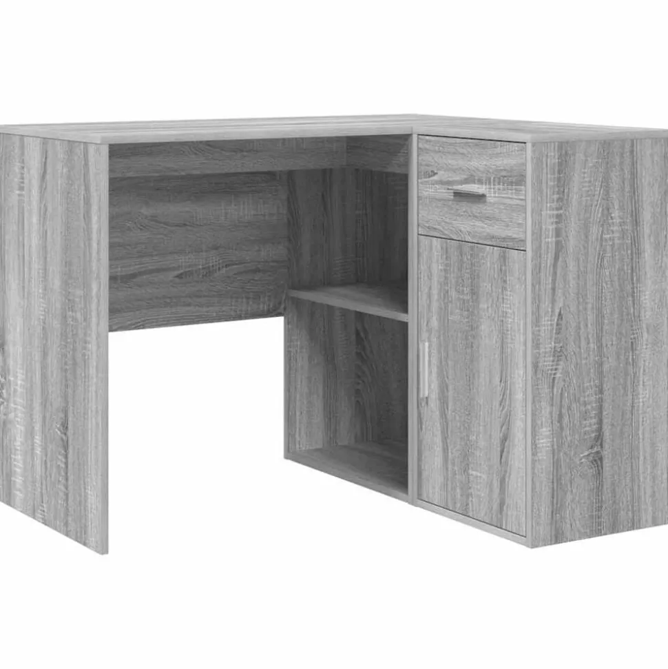 vidaXL Hoekbureau met lade Grijs Sonoma 102 x 88 x 75 cm